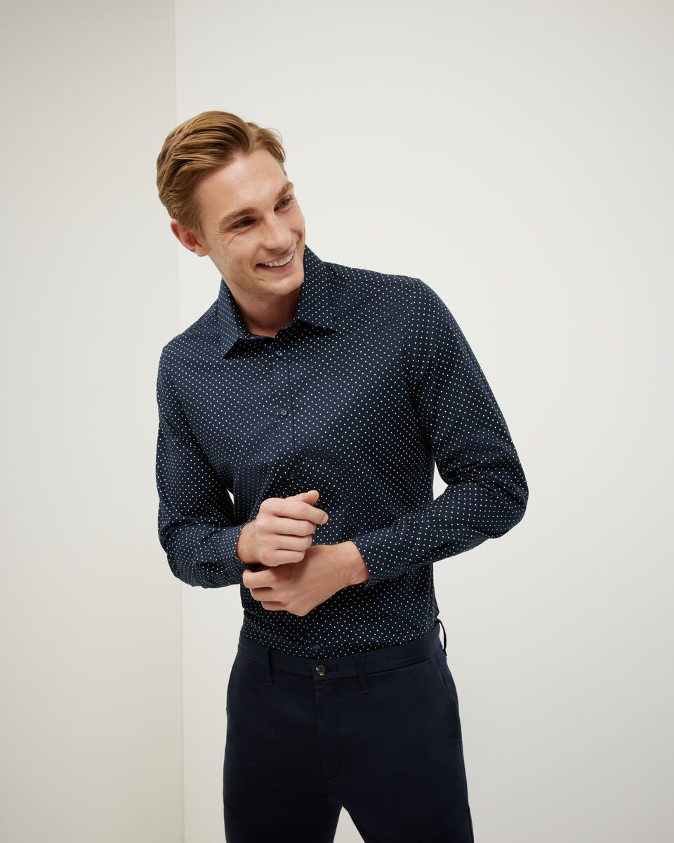 Polka Dot Print Long Sleeve Shirt, Navy Polka Dot Print Long Sleeve Shirt, Navy, hi-res